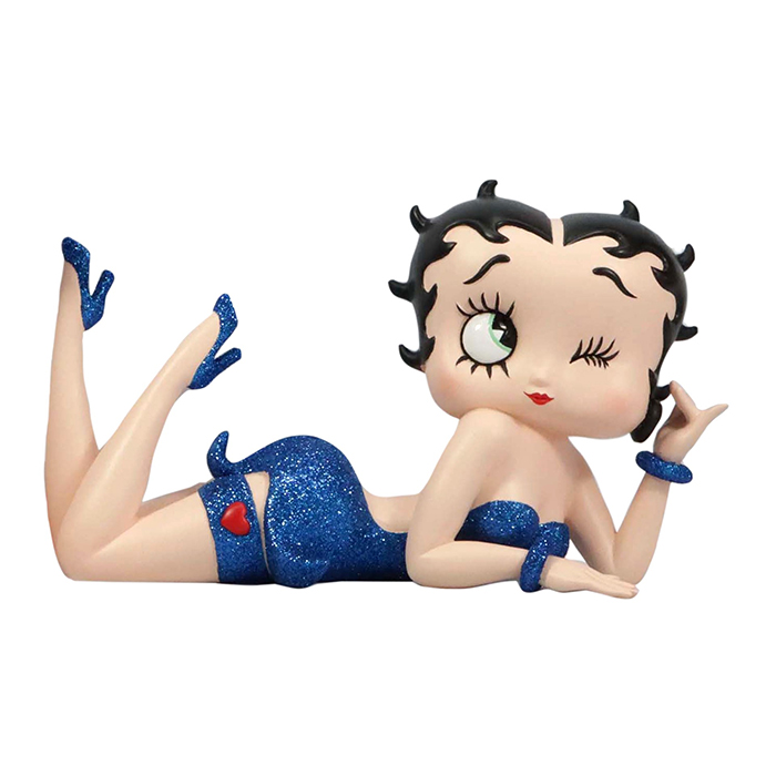 Betty Boop Lying Blue Glitter - Click Image to Close